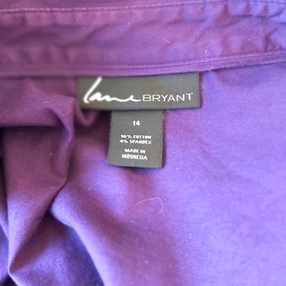 LANE BRYANT | Women's Button Down Animal Print Collar Shirt Purple Size 14 - Picture 8 of 9